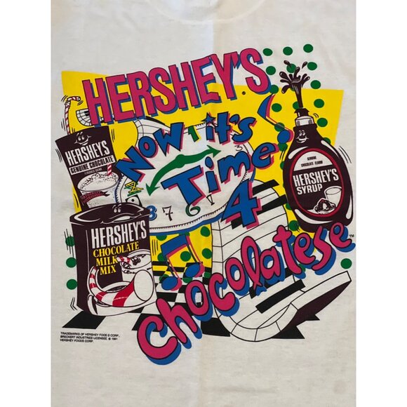 Vintage Hersheys Now Its Time 4 Chocolate Tee-XL1991 Tee-Rific Single Stitch - Picture 2 of 10